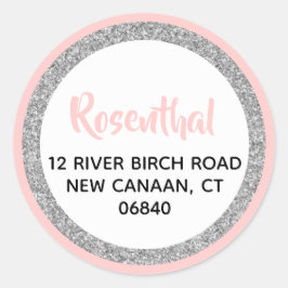 Adesivo Redondo Morada de Devolução Rosa e Prata da Loteria