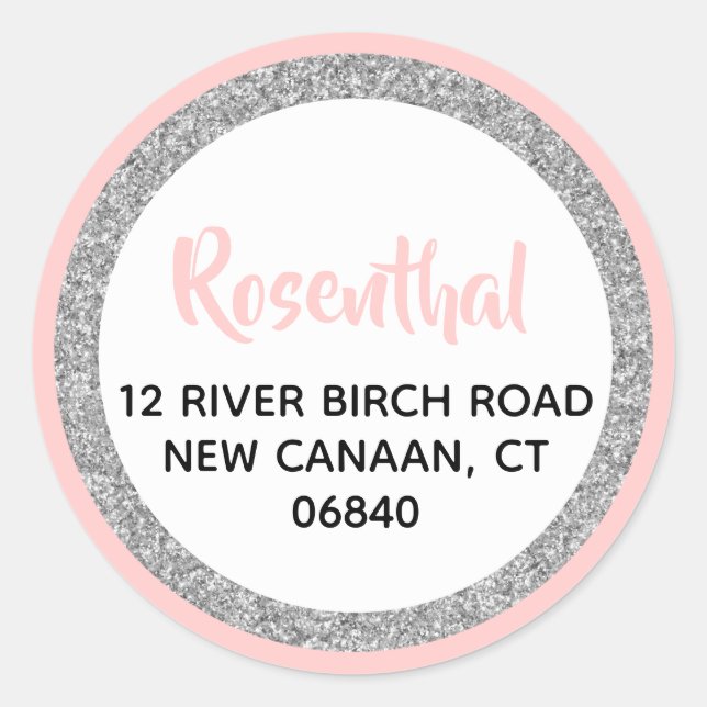 Adesivo Redondo Morada de Devolução Rosa e Prata da Loteria (Frente)