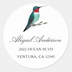 Adesivo Redondo Morada de Hummingbird com garganta de Ruby