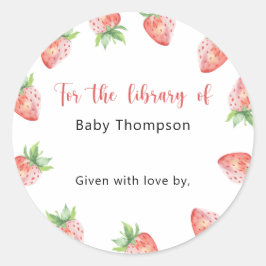 Adesivo Redondo Morango - Chá de fraldas, livros para bebê