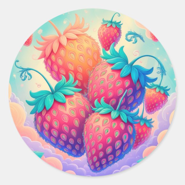 Adesivo Redondo Morango colorido (Frente)