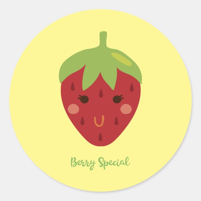 Adesivo Redondo Morango de Berry Special Smiling (Frente)