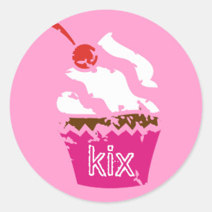 Adesivo Redondo morango do cupcake 311-Kickin'