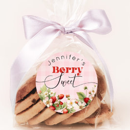 Adesivo Redondo Morango doce Aniversário de morango