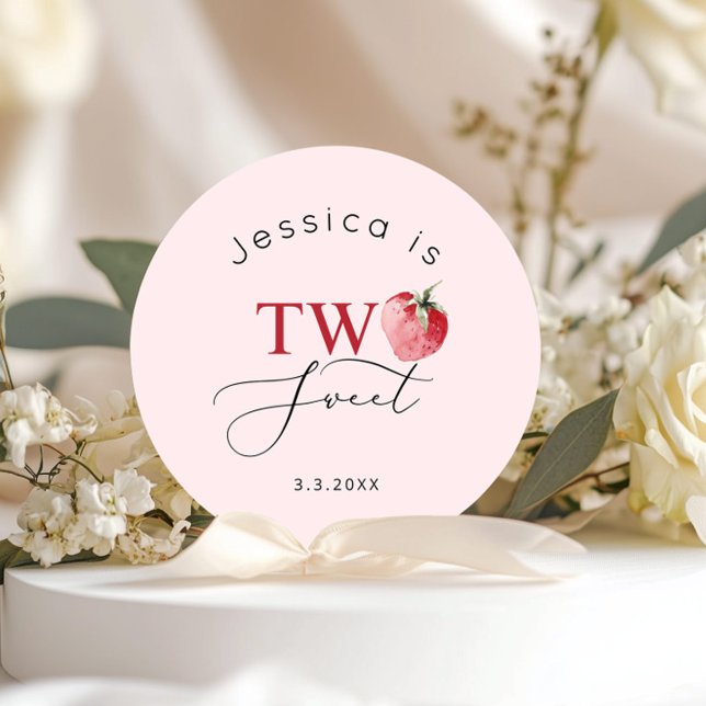 Adesivo Redondo Morango dois doce festa de aniversário (Criador carregado)