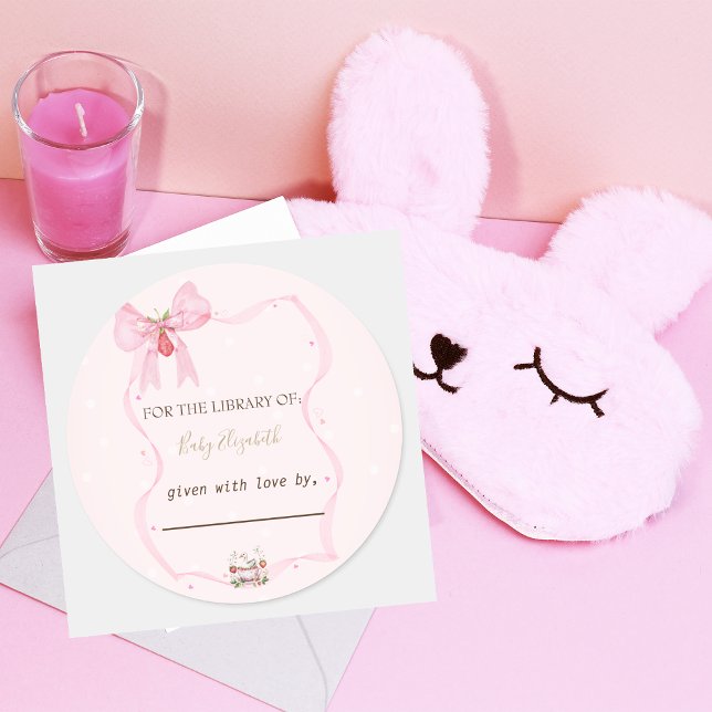 Adesivo Redondo Morango,Ganso,Chá de fraldas de Bolinhas de Frame  (Criador carregado)