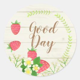 Adesivo Redondo Morango. No estilo country. Personalizado.