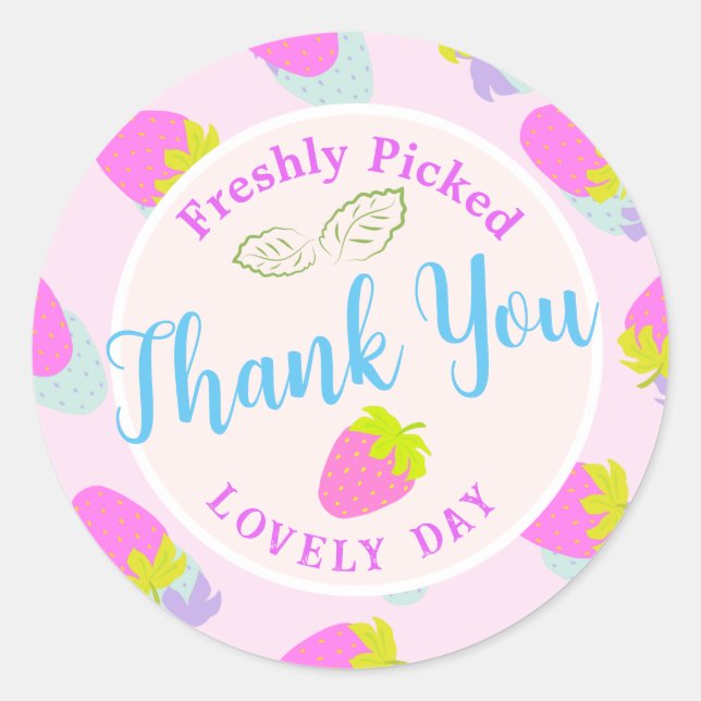 Adesivo Redondo Morango Rosa (Frente)