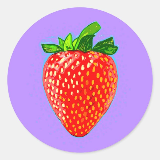 Adesivo Redondo Morango Suicida no Estilo de Arte Pop (Frente)
