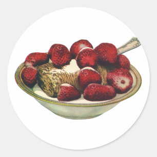 Adesivo Redondo Morangos saudáveis do cereal de pequeno almoço d