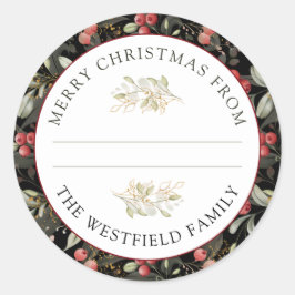 Adesivo Redondo Morangos Vermelhos Comida de Natal Presente