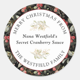 Adesivo Redondo Morangos Vermelhos Comida de Natal Presente