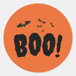 Adesivo Redondo Morcegos de Halloween Boo