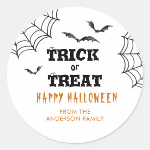 Adesivo Redondo Morcegos de Halloween para Doce ou Travessura