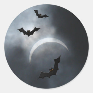 Adesivo Redondo Morcegos De Halloween Spooky No Eclipse