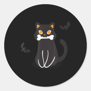 Adesivo Redondo Morcegos de Osso de Gato Preto Halloween