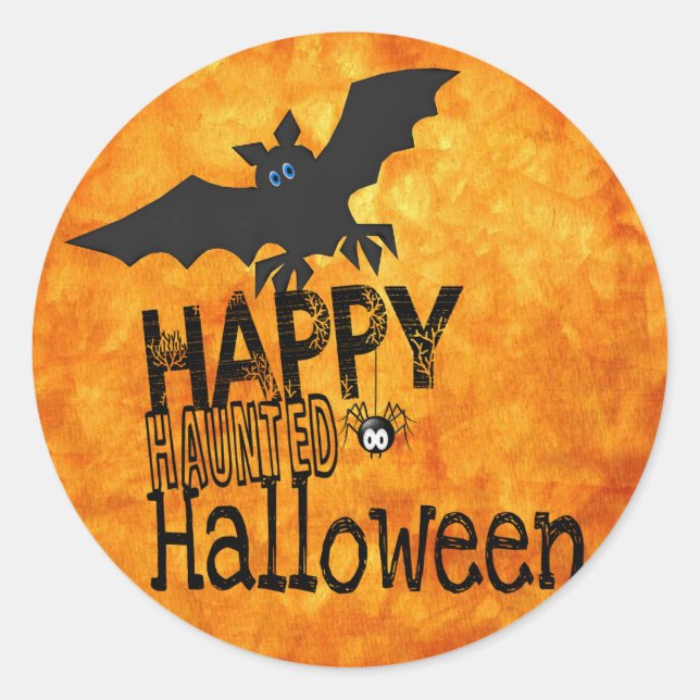 Adesivo Redondo morcegos felizes do halloween (Frente)