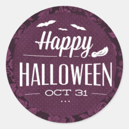 Adesivo Redondo Morcegos Voadores Feliz Halloween