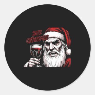 Adesivo Redondo Morder o Natal Vamre Papai Noel Vintage Quadrinho