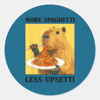 Adesivo Redondo More Spaghetti Less Upsetti Capybara