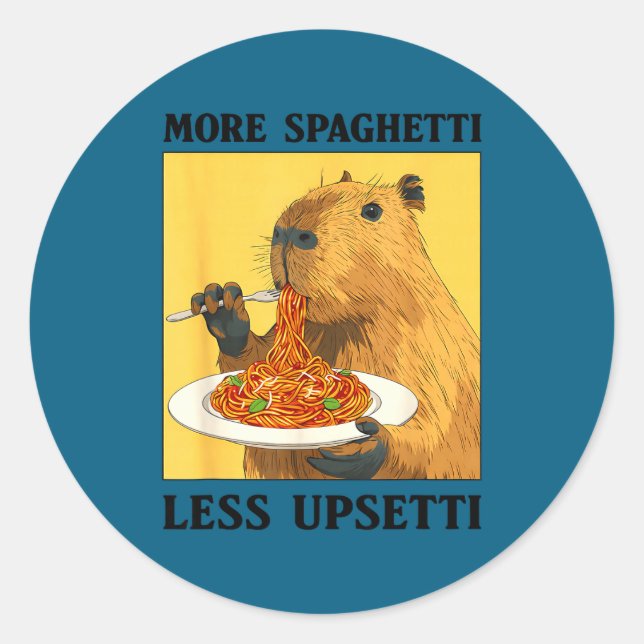 Adesivo Redondo More Spaghetti Less Upsetti Capybara (Frente)