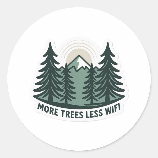Adesivo Redondo More Trees Less WiFi Eco Sticker (Frente)