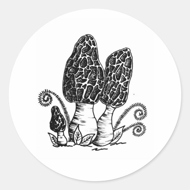 Adesivo Redondo Morel Mushroom Stickers (Frente)
