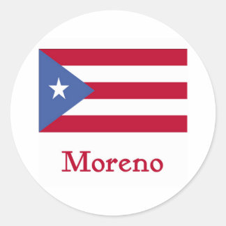 Adesivo Redondo Moreno Puerto Rican Flag
