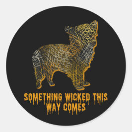 Adesivo Redondo Morkie Designer Dog Silhout Diversão Halloween