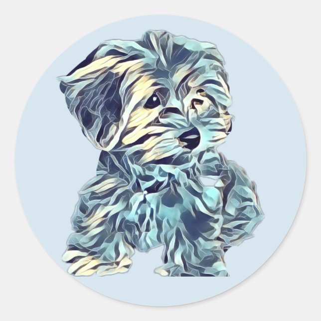 Adesivo Redondo Morkie Puppy Sticker (Frente)