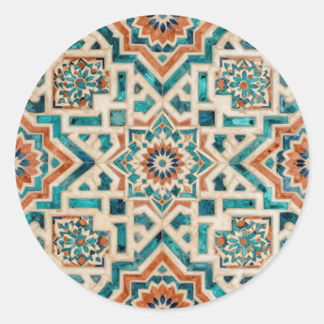 Adesivo Redondo Moroccan Mosaic Pattern (Frente)