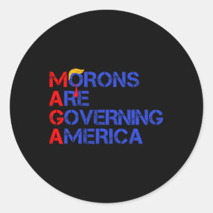 Adesivo Redondo Mórons Estão Governando A América Engraçada Trump 