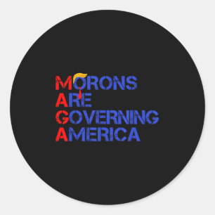 Adesivo Redondo Morons Estão Governando A América Engraçada Trump 