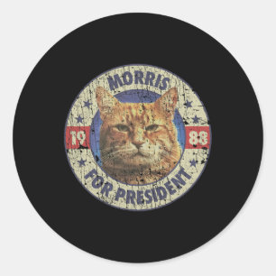 Adesivo Redondo Morris Para Presidente Vintage 1988 Cat Lover