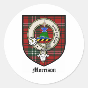 Adesivo Redondo Morrison Clan Crest Crachá Tartan