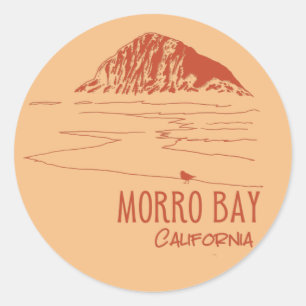 Adesivo Redondo Morro Bay Califórnia Rocha Morro
