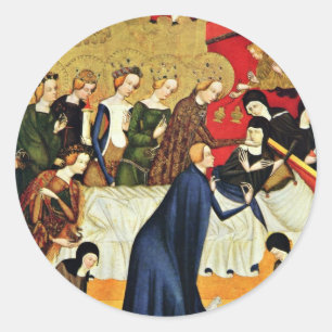 Adesivo Redondo Morte de St. Clare por Meister Von Heiligenkreuz