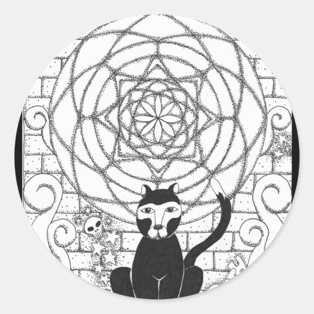 Adesivo Redondo Morte - Gatinho do Apocalipse (Frente)