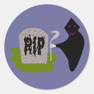 Adesivo Redondo Morte nos palitos do Cemitério de Halloween