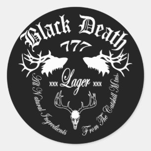 Adesivo Redondo Morte preta 777 - cerveja pilsen da montanha de