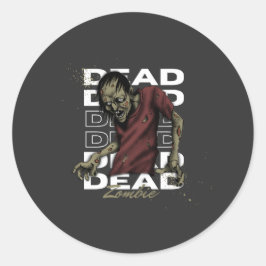 Adesivo Redondo Morto branco e castanho, Vinheta Zombie