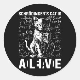 Adesivo Redondo Morto de gato e física viva de Schrodinger