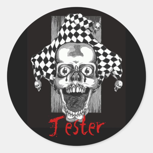 Adesivo Redondo Morto Jester Sticker. (Frente)