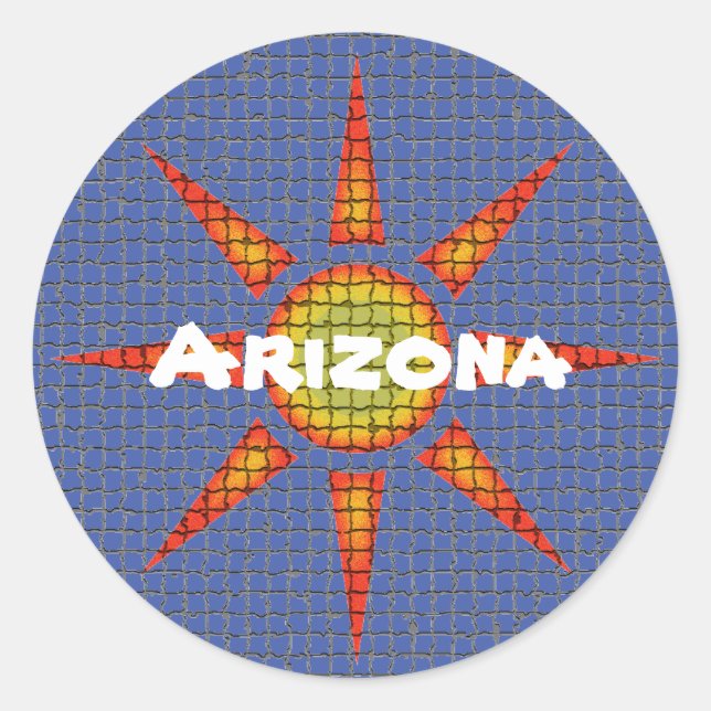 Adesivo Redondo Mosaico Cortado com Estilo Sudoeste da arizona (Frente)