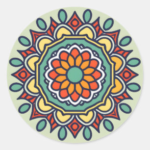 Adesivo Redondo mosaico de flores
