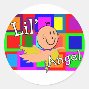 Adesivo Redondo MOSAICO do anjo de Lil com bebê do anjo--Adoráve