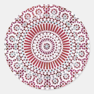 Adesivo Redondo mosaico do círculo chakra da raiz vermelha