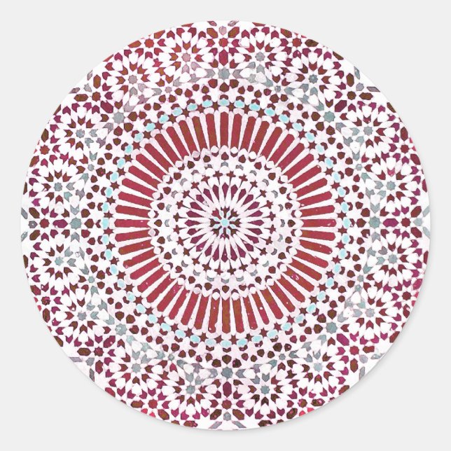 Adesivo Redondo mosaico do círculo chakra da raiz vermelha (Frente)