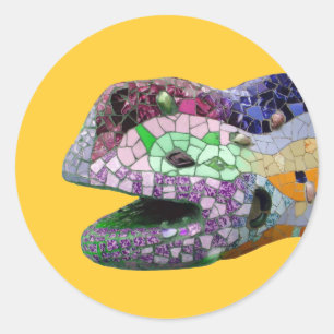 Adesivo Redondo Mosaicos da cabeça do lagarto de Gaudi
