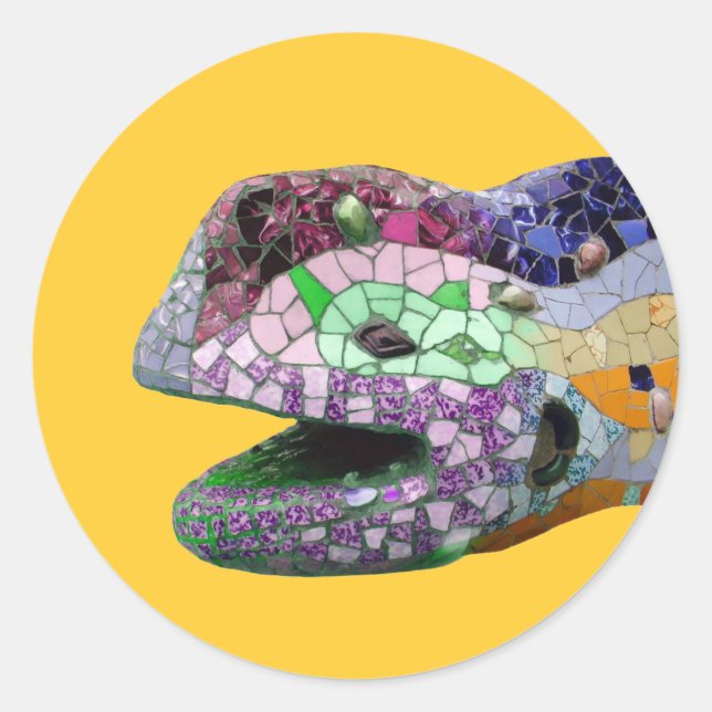 Adesivo Redondo Mosaicos Gaudi Lizard Head (Frente)